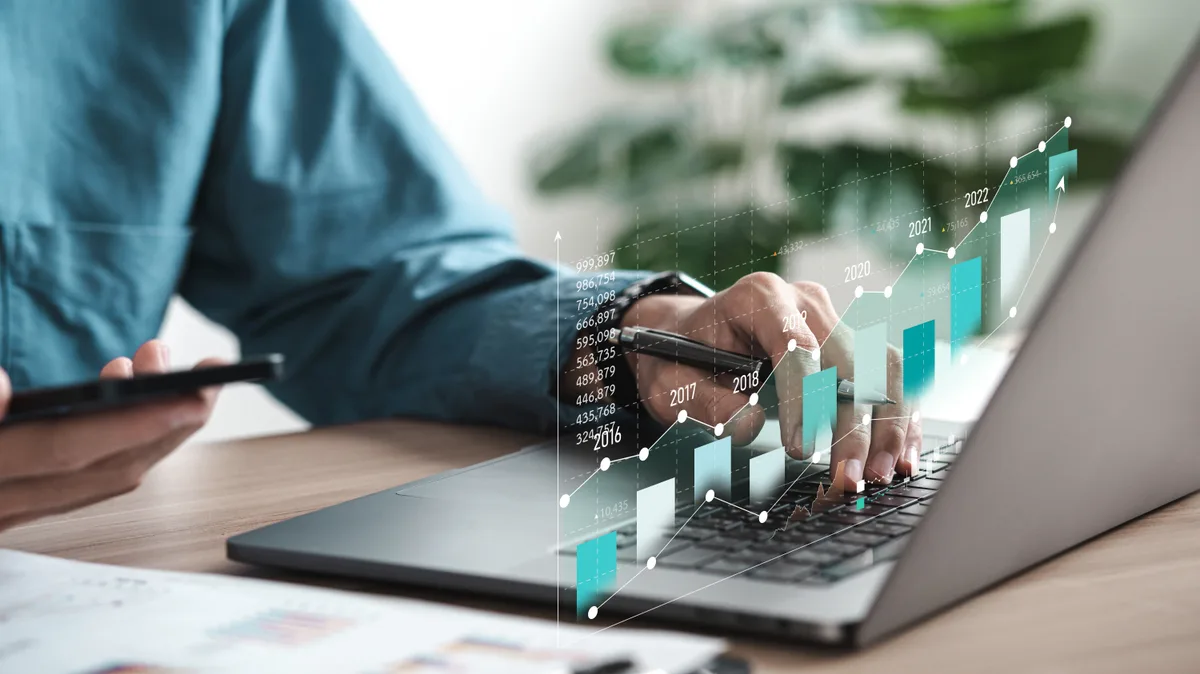 Business cash flow analysis charts and financial graphs
