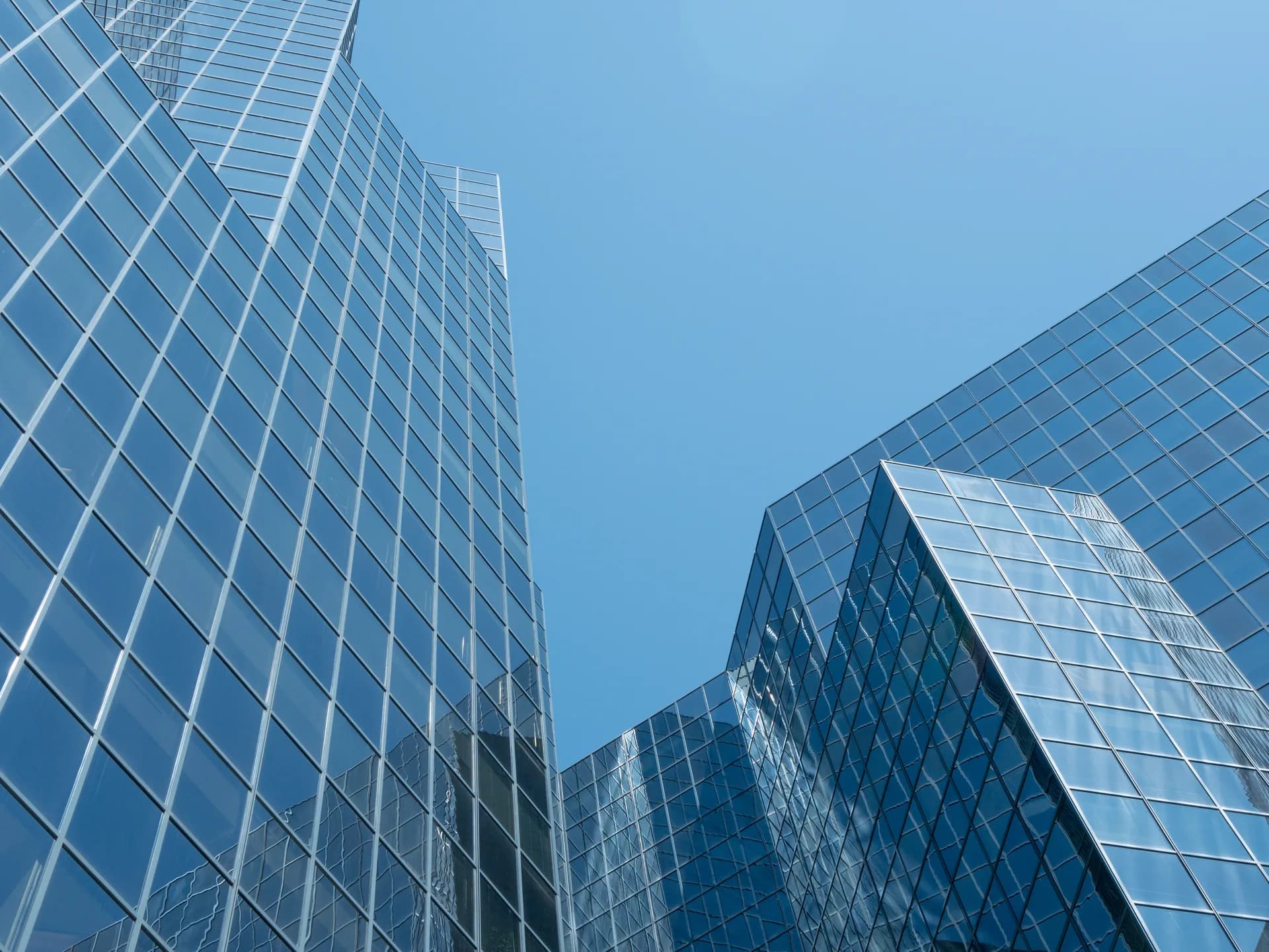 Modern office building with clear blue sky in Mississauga